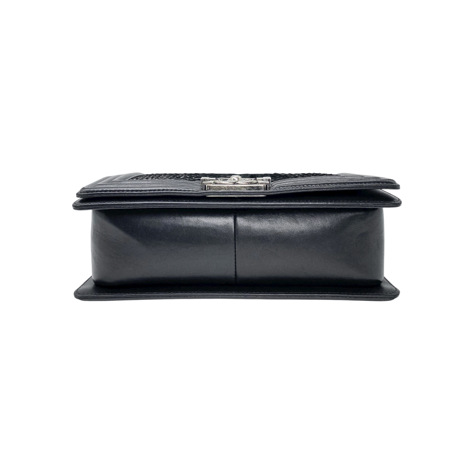 Chanel Black Silver Python Old Medium Boy Bag