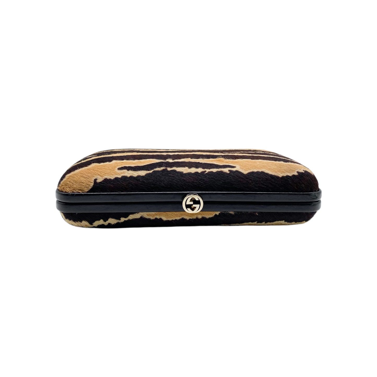 Gucci Brown Beige Pony Hair Clutch