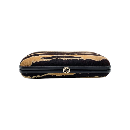 Gucci Brown Beige Pony Hair Clutch
