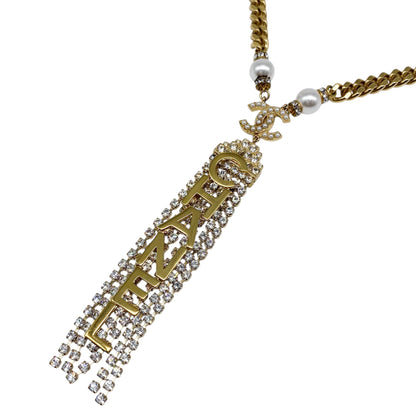 Chanel Gold Letter Crystal Lariat Necklace