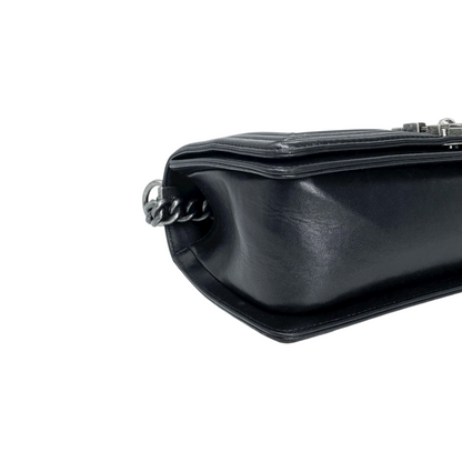 Chanel Black Silver Python Old Medium Boy Bag