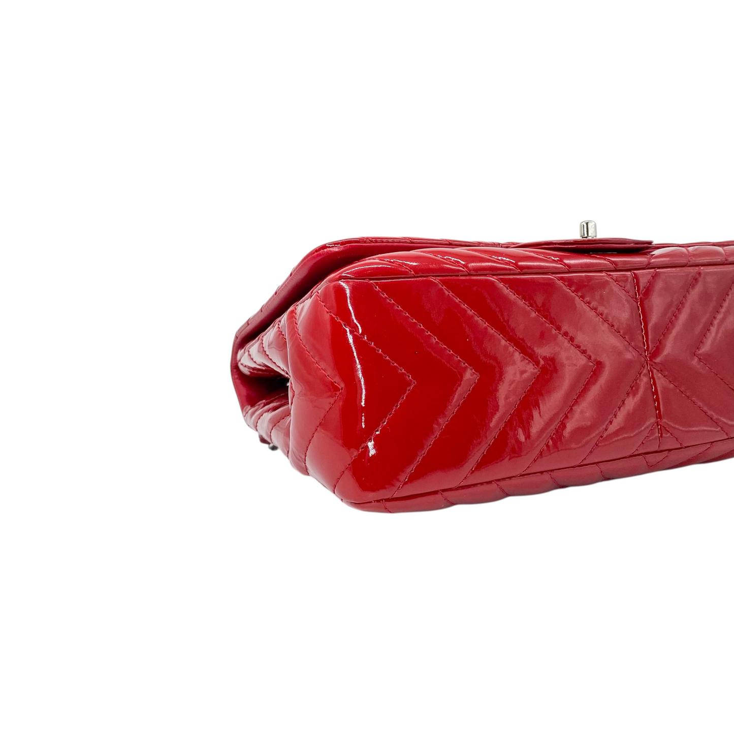 Chanel Red Chevron Jumbo Single Flap Bag
