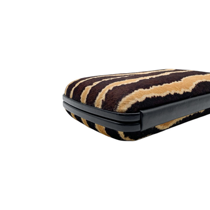 Gucci Brown Beige Pony Hair Clutch