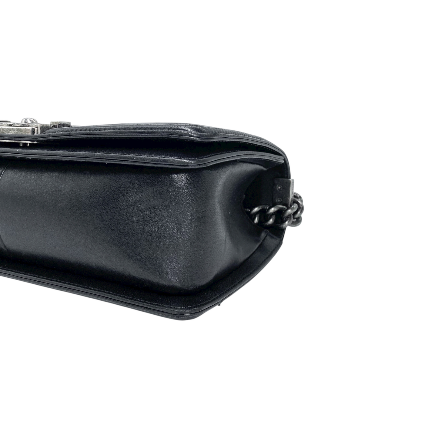 Chanel Black Silver Python Old Medium Boy Bag