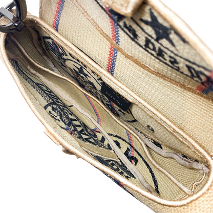 Dior Beige Union Embroidered Jute Saddle Bag