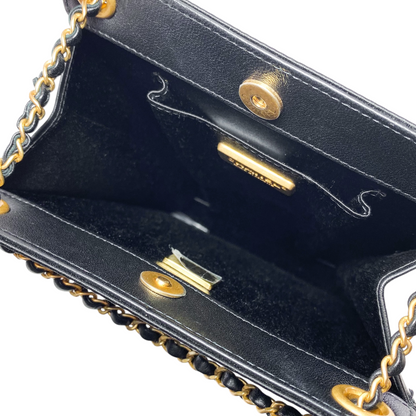 Chanel Black Gold Sequin No.5 Small Shoulder Bag