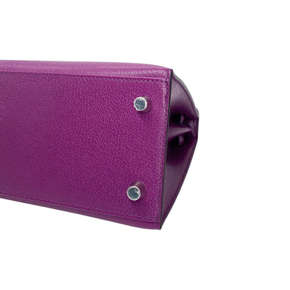 Hermes Kelly 25 Anemone Chevre Leather Palladium Hardware