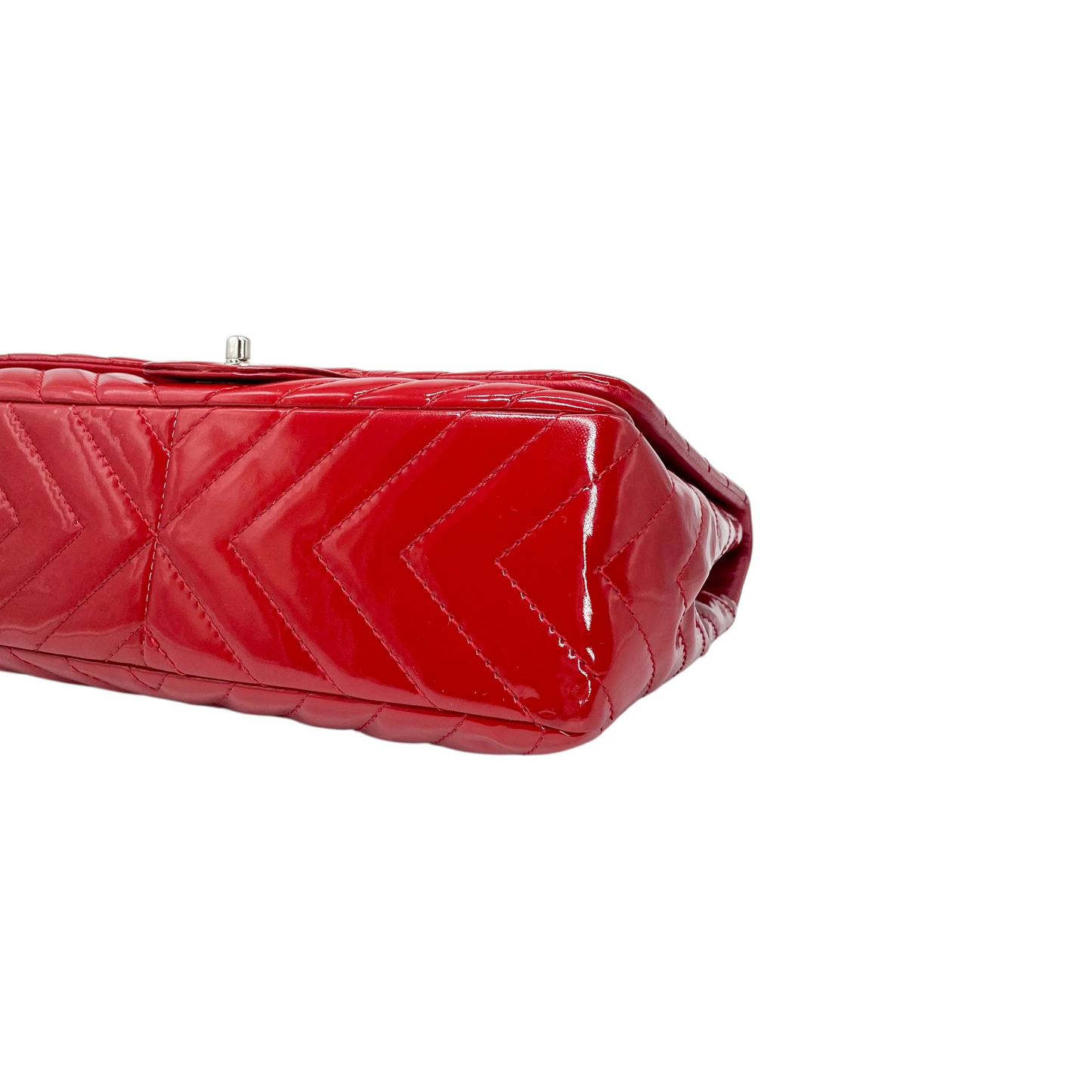 Chanel Red Chevron Jumbo Single Flap Bag