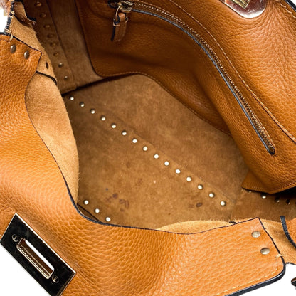 Valentino Camel Rockstud Flip Lock Bag