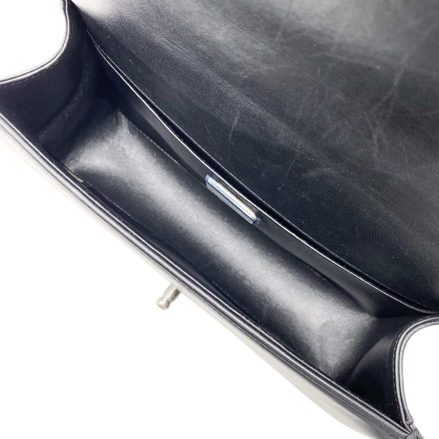 Chanel Black Silver Python Old Medium Boy Bag