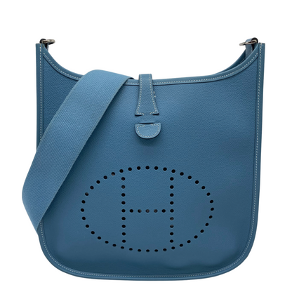 Hermes Evelyne 29 PM Blue Jean Epsom Palladium Hardware
