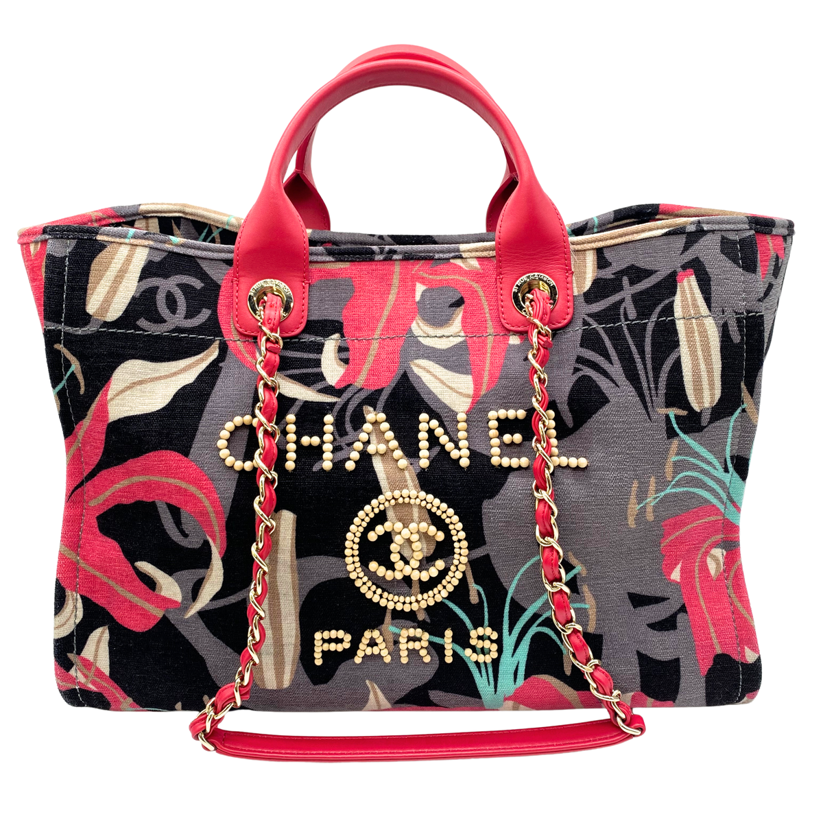 Chanel Pink Tropical Floral Deauville XXL Travel Tote w/ Pouch