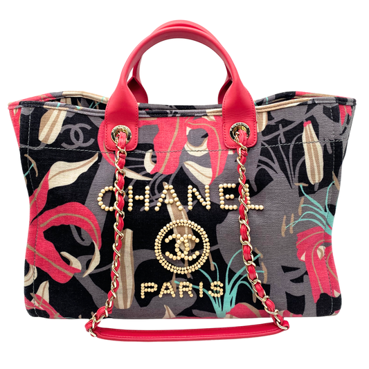 Chanel Pink Tropical Floral Deauville XXL Travel Tote w/ Pouch