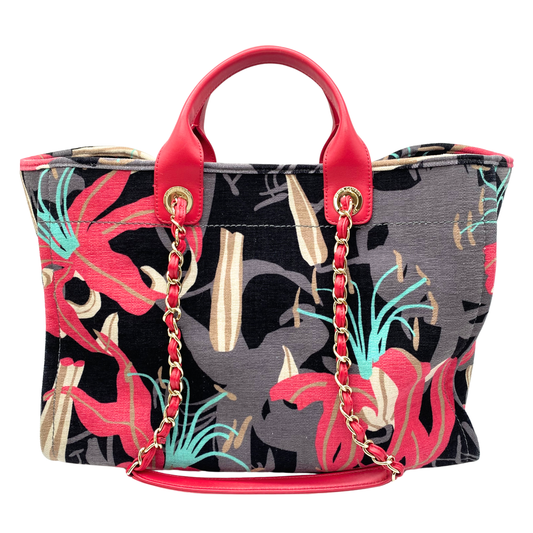 Chanel Pink Tropical Floral Deauville XXL Travel Tote w/ Pouch