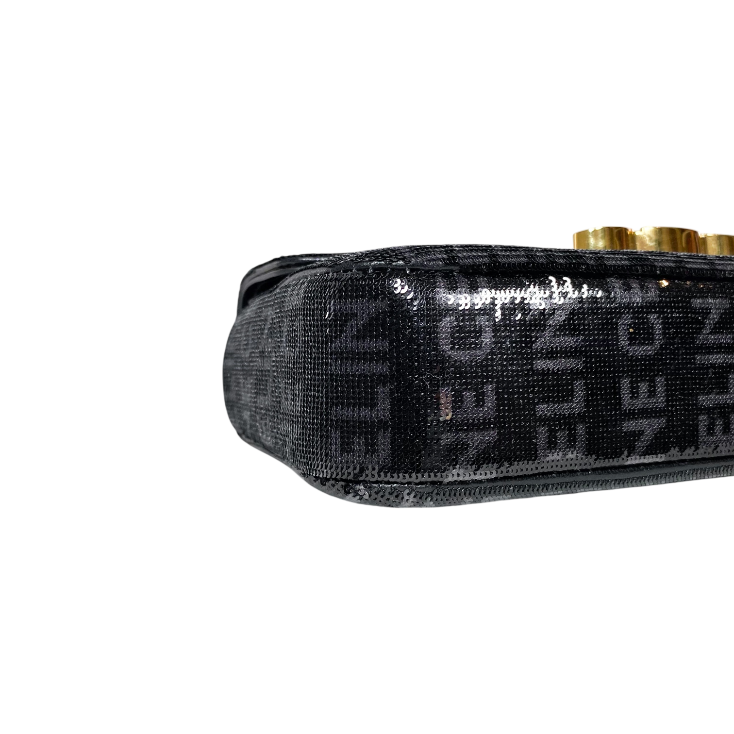 Celine Black Sequin Triomphe Chain Shoulder Bag