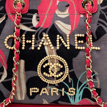 Chanel Pink Tropical Floral Deauville XXL Travel Tote w/ Pouch