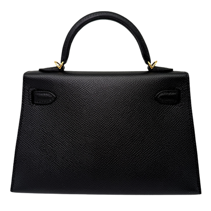 Hermes Mini Kelly Black Epsom Gold Hardware