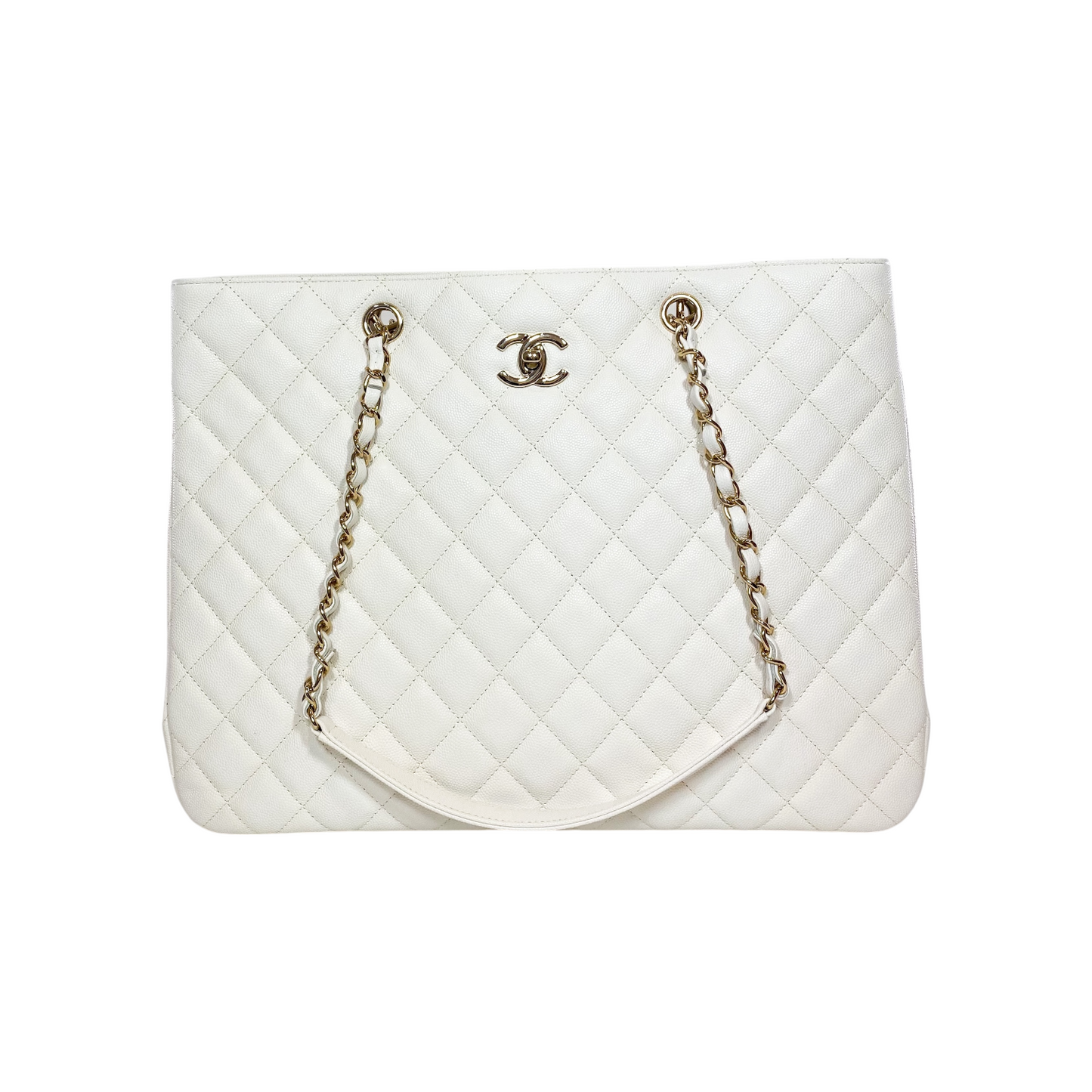 Chanel White Timeless Shopping Tote Bag