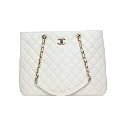 Chanel White Timeless Shopping Tote Bag