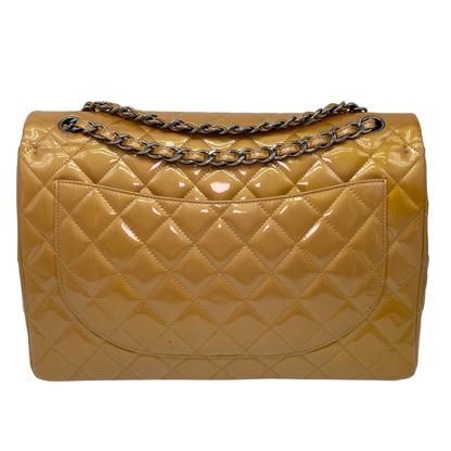 Chanel Caramel Patent Maxi Quilted Double Flap Bag