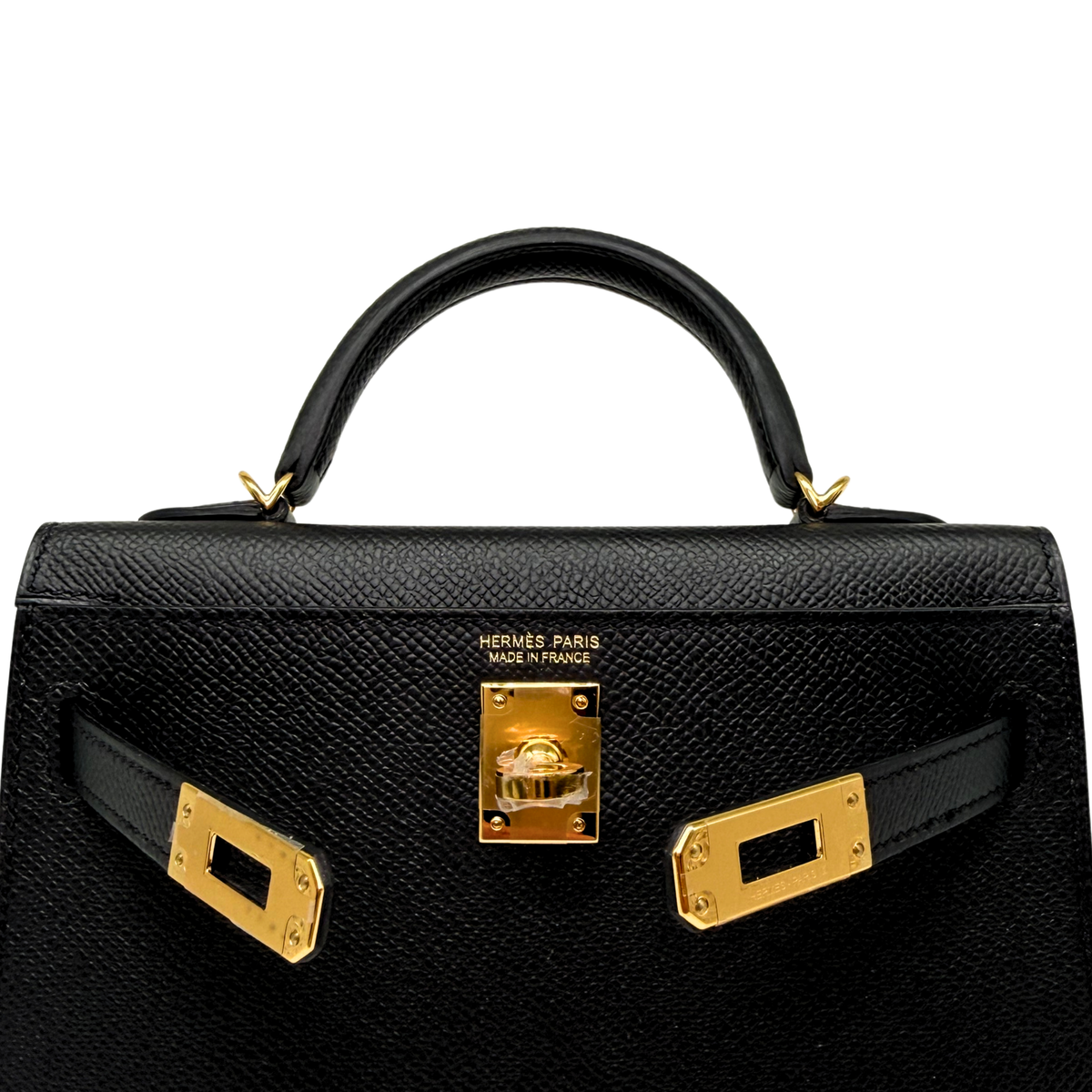 Hermes Mini Kelly Black Epsom Gold Hardware