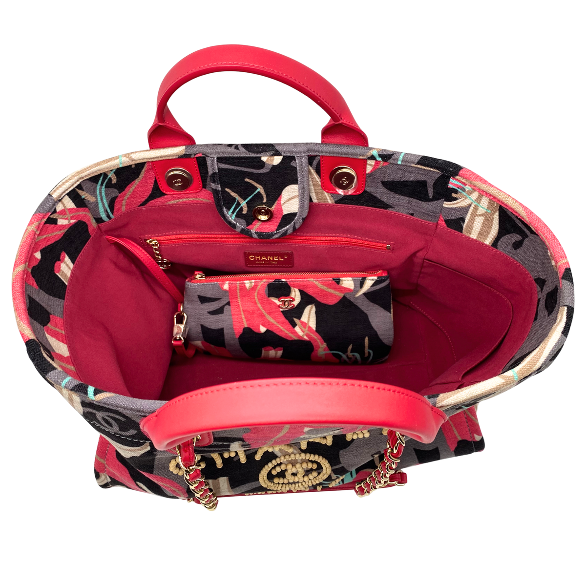 Chanel Pink Tropical Floral Deauville XXL Travel Tote w/ Pouch
