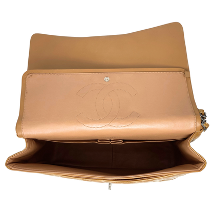 Chanel Caramel Patent Maxi Quilted Double Flap Bag