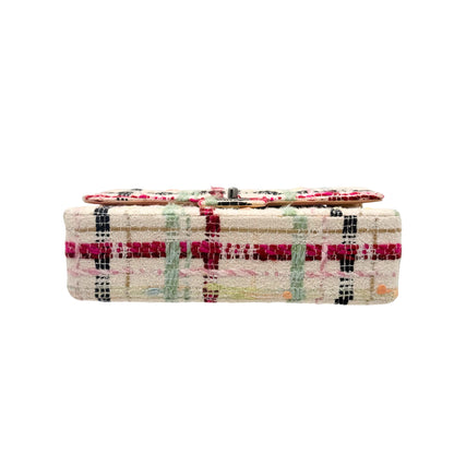 Chanel Tweed Medium Double Flap in Pink & Ivory