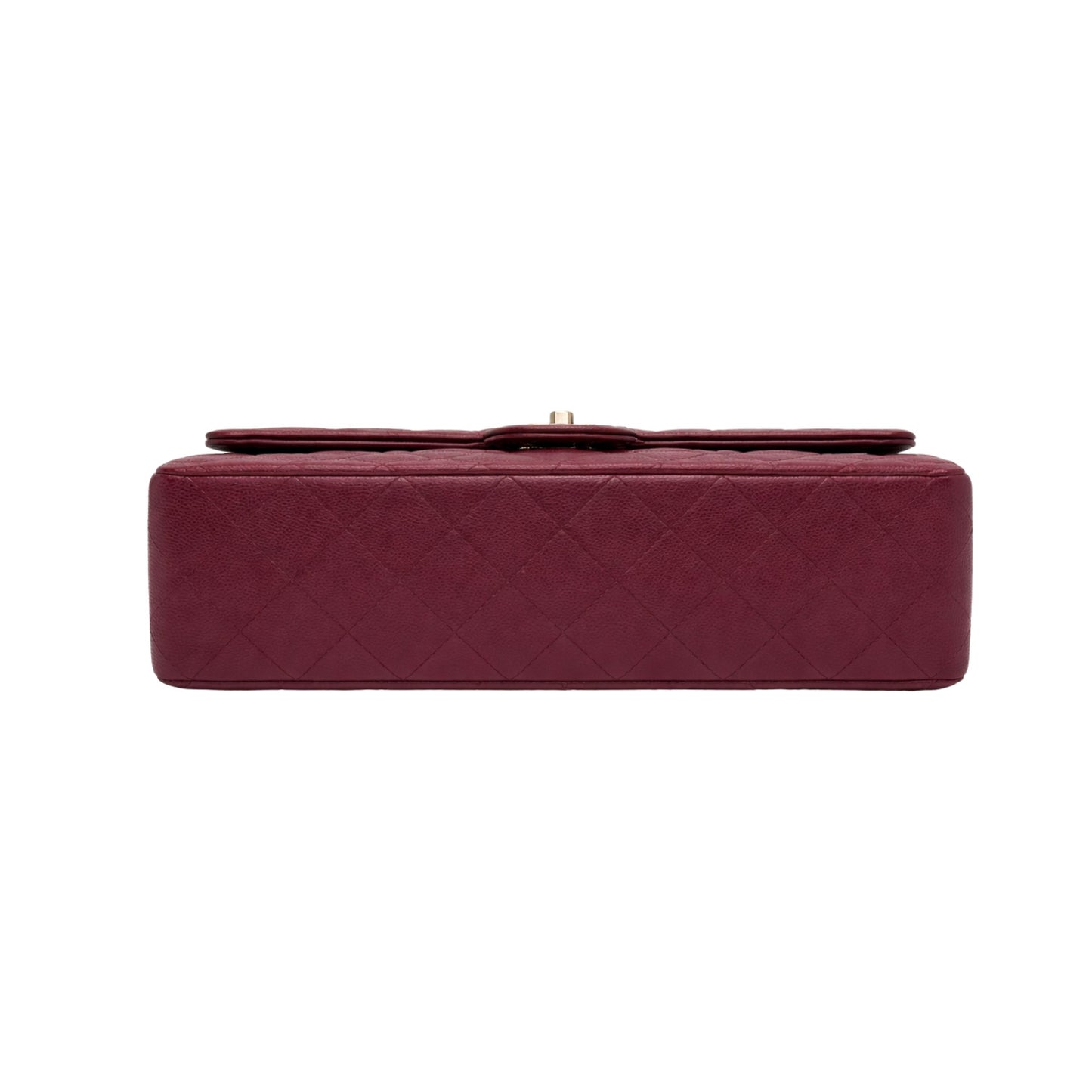 Chanel Medium Burgundy Double Flap in Caviar Leather with Light Gold-tone Hardware