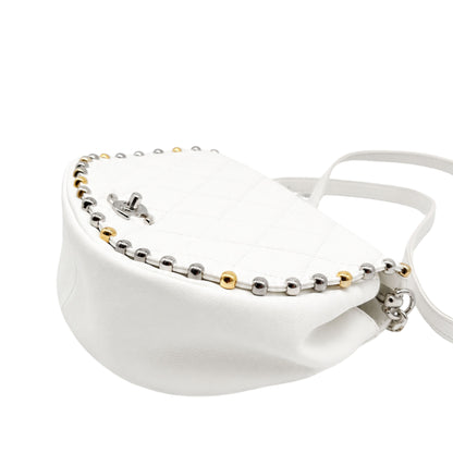 Chanel White Studded Quilted Flapbag