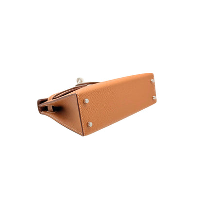 Hermes Mini Kelly in Gold Epsom with Palladium Hardware