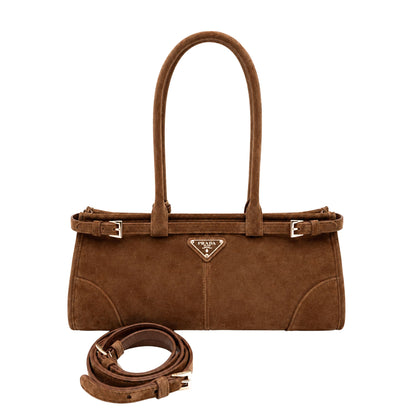 Prada Brown Suede Shoulder Bag