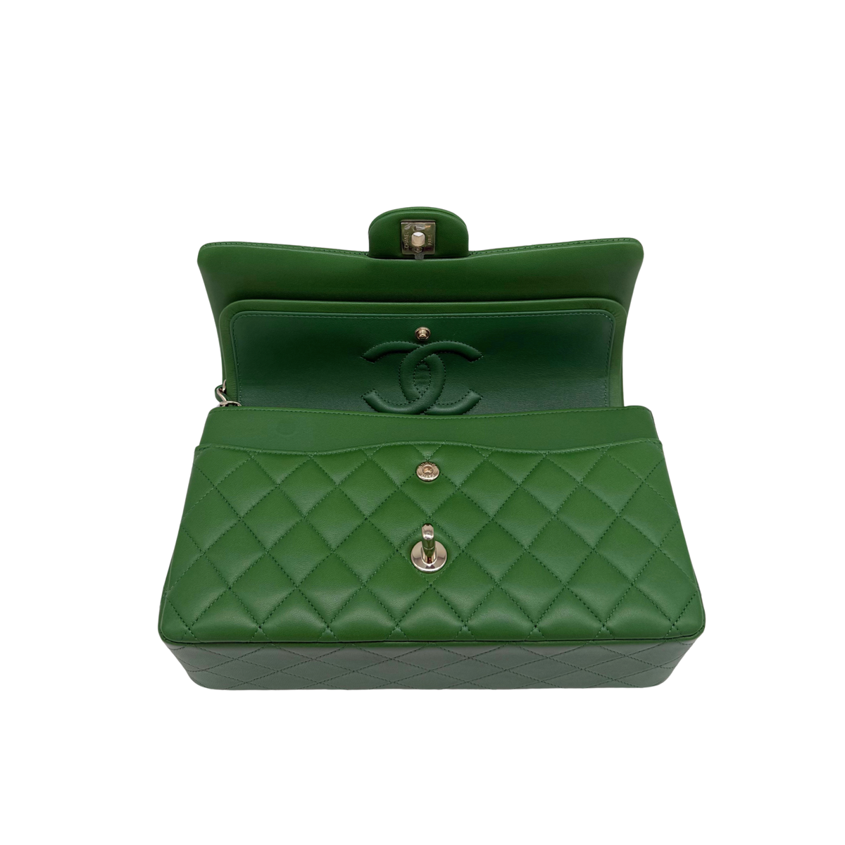 Chanel Classic Medium Double Flap Bag Kelly Green