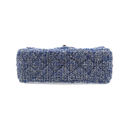 Chanel Mini Rectangle Blue Tweed Flap