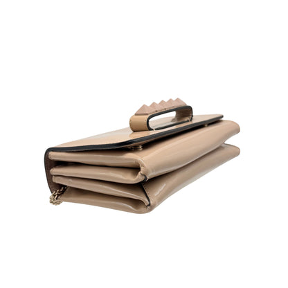 Valentino Va Va Voom Rockstud Patent Flap Clutch with Chain