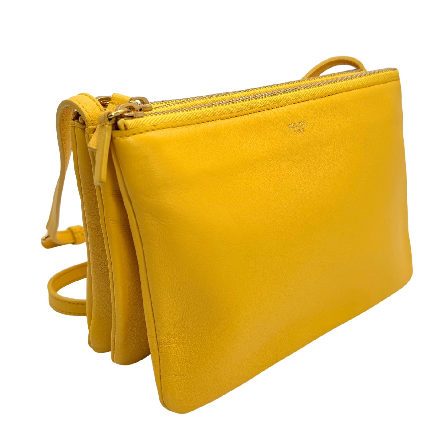 Celine Yellow Trio Lambskin Crossbody