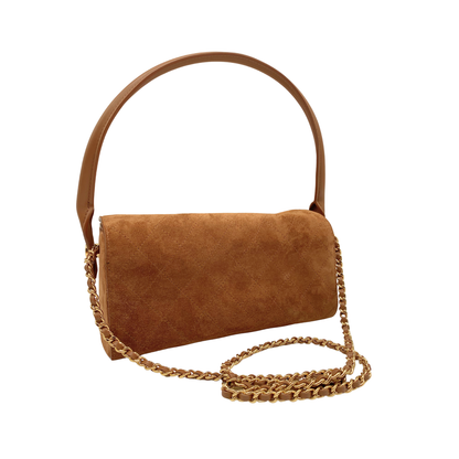 Chanel Brown Suede Turn Around Clutch
