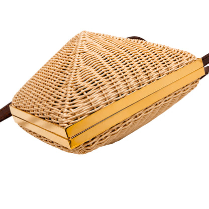 Valentino Stud Wicker Clutch with Crossbody Strap