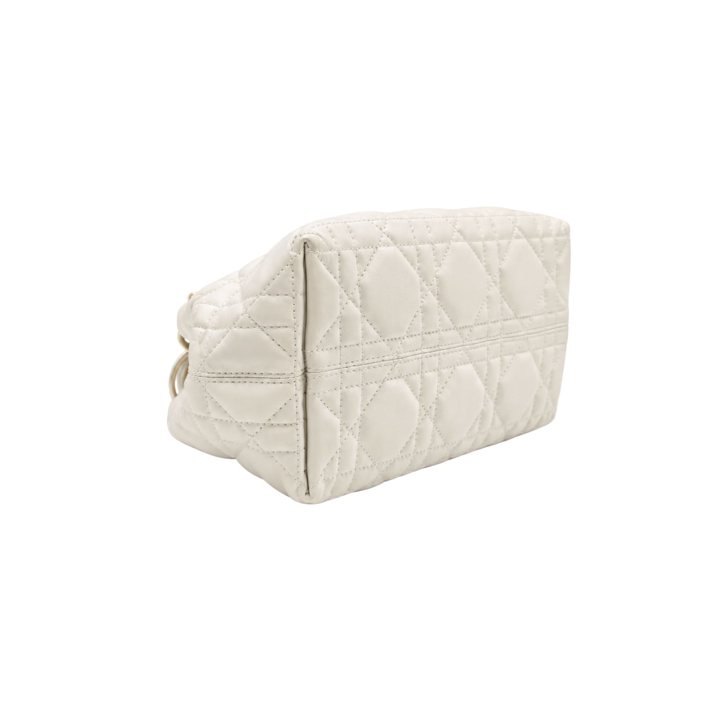 Dior White Macrocannage Toujours Small Handbag with Pouch
