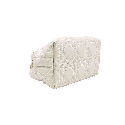 Dior White Macrocannage Toujours Small Handbag with Pouch