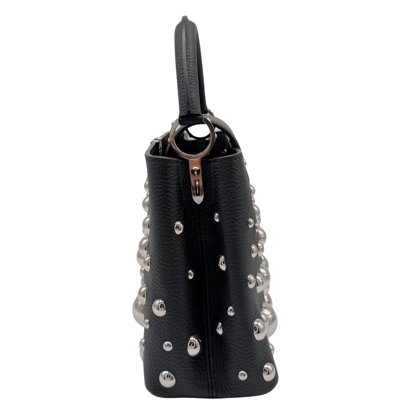 Louis Vuitton x Yayoi Kusama Capucine MM Black and Brass Metal Dots Bag
