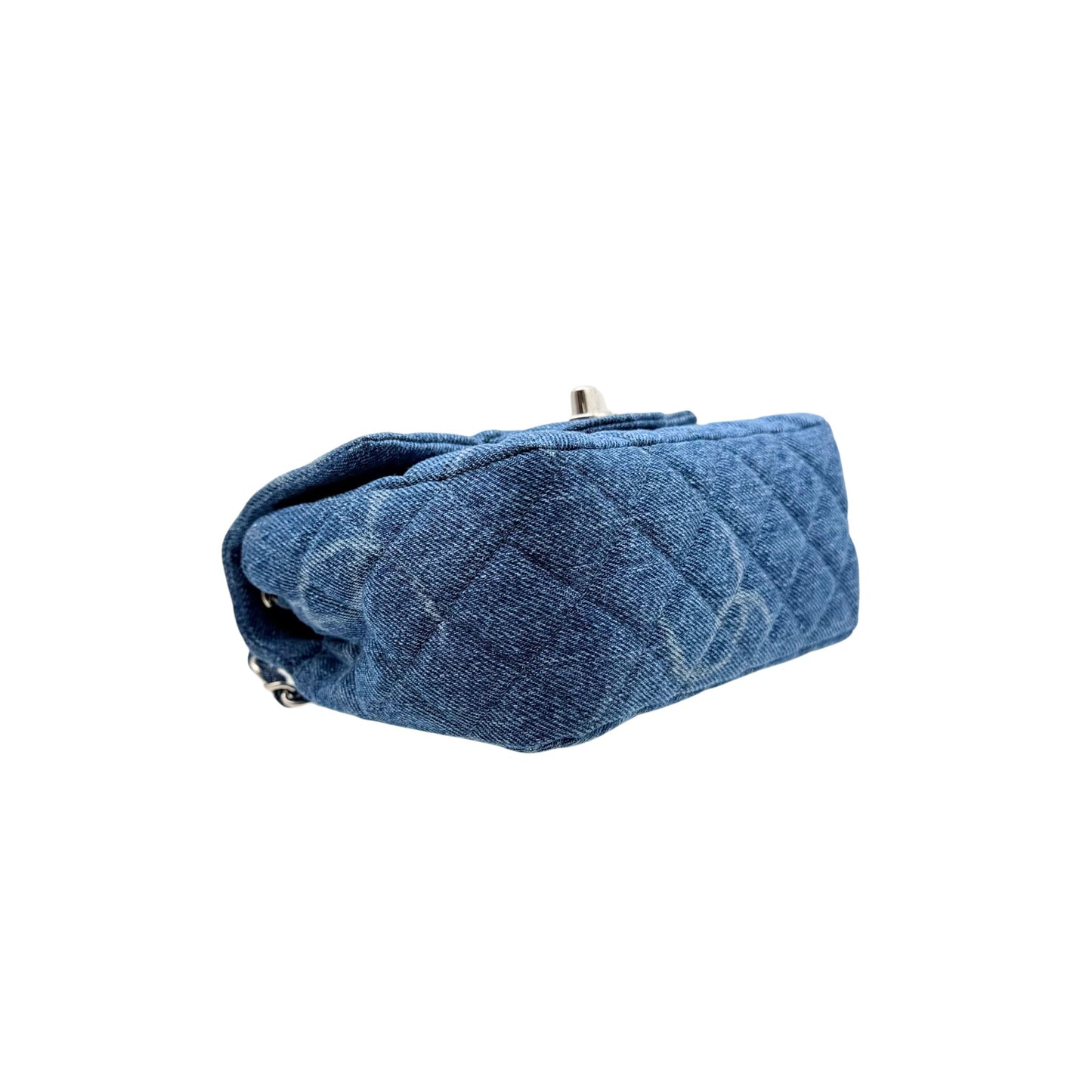 Chanel Denim Mini Square Flap Bag with Silver Hardware