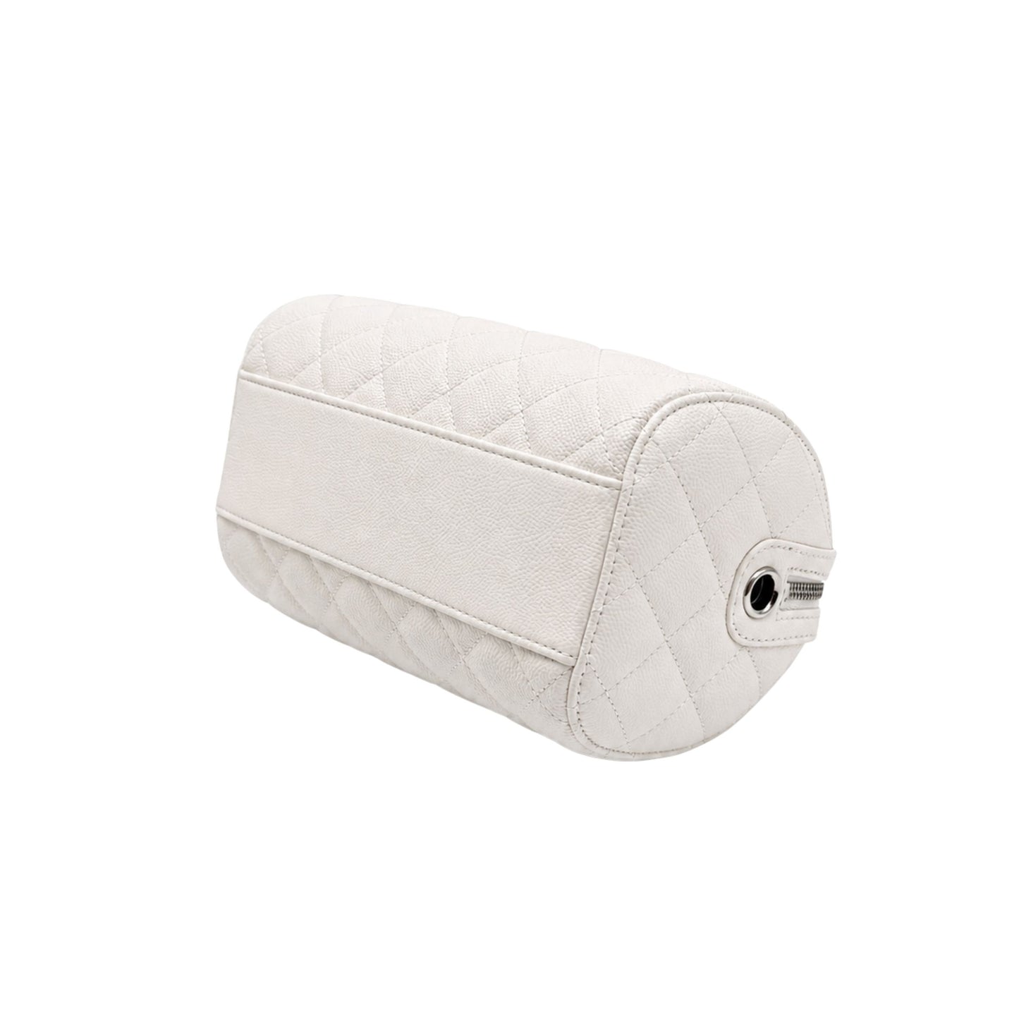 Chanel White Caviar Barrel Bag with Silver Hardware