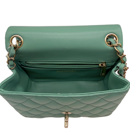 Chanel Classic Mini Square Flap Bag Seafoam Green