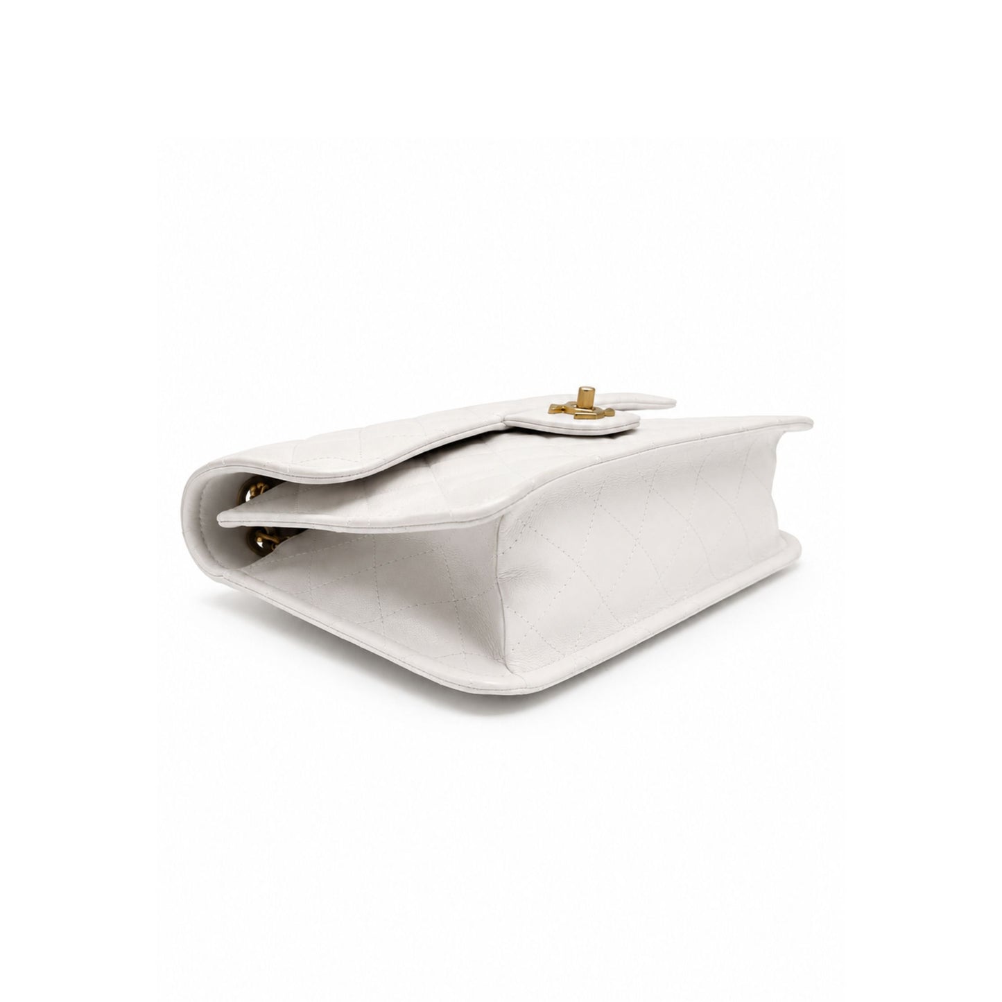 Chanel Classic Flap Bag – White Lambskin with Gold Hardware