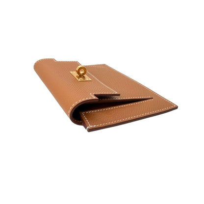 Hermes Kelly Pocket Wallet Gold Epsom Gold Hardware