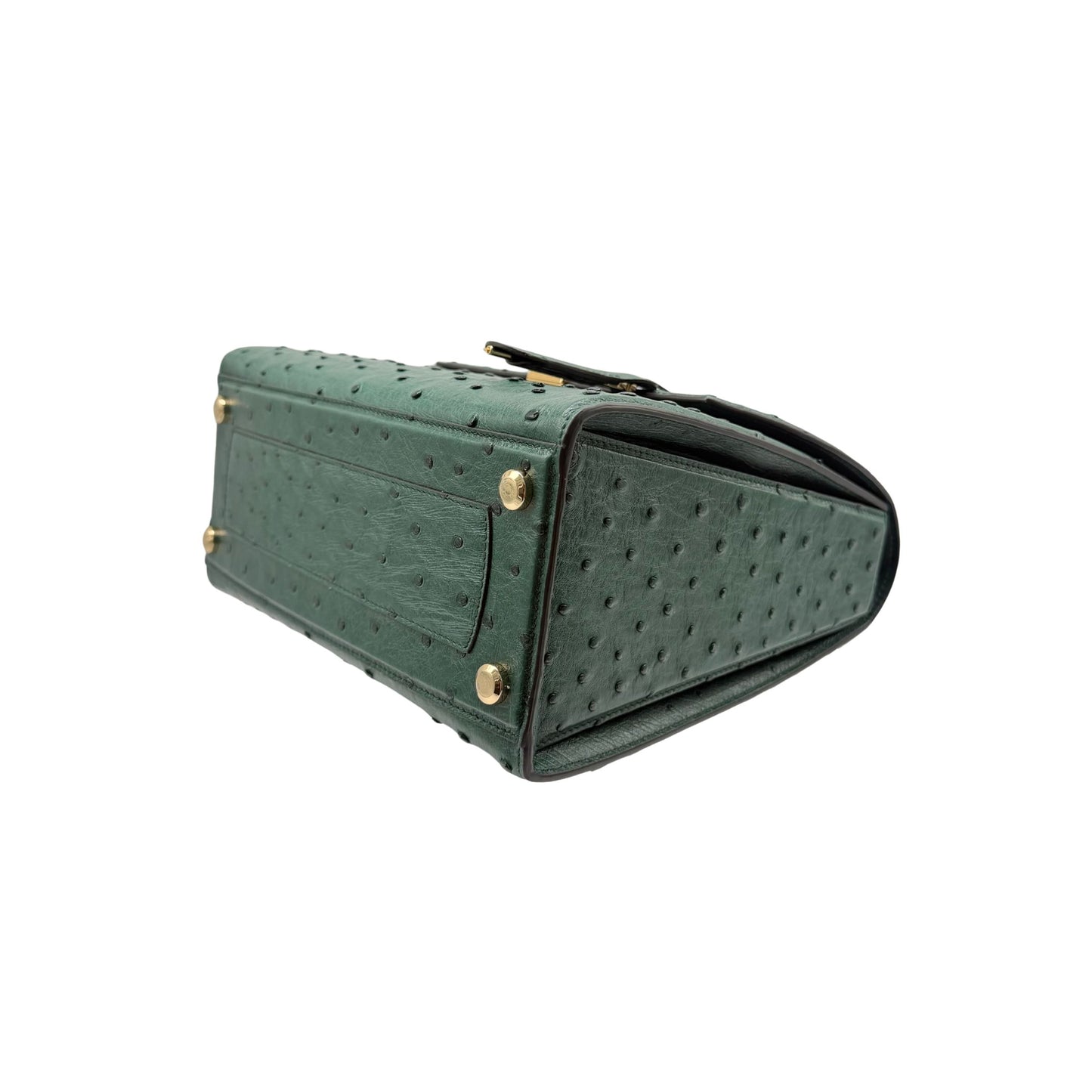 Ferregamo Green Ostrich Top Handle Bag