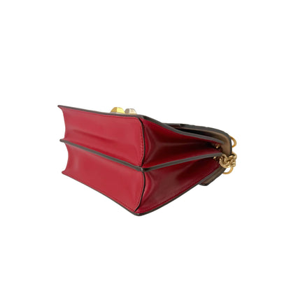Fendi Khan Small Red Zucca with Chain Shoulder Strap