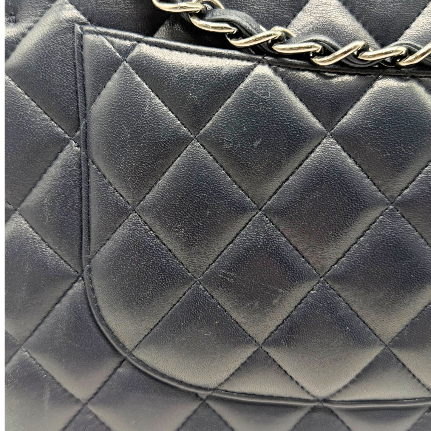 Chanel Blue Jumbo Lambskin Flap Bag with Silver-tone Hardware