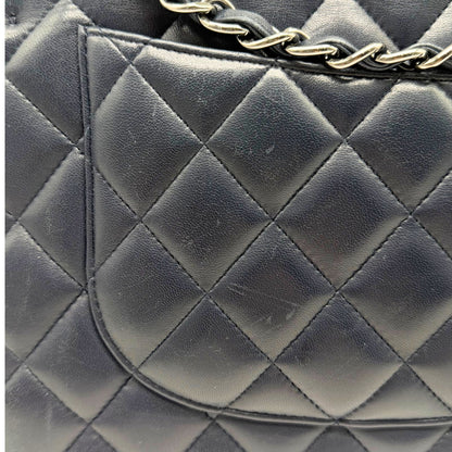 Chanel Blue Jumbo Lambskin Flap Bag with Silver-tone Hardware